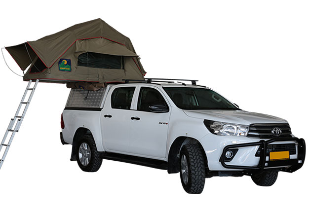 Toyota Hilux 2.4L TD double cab with 1 rooftop tent for 2 pax