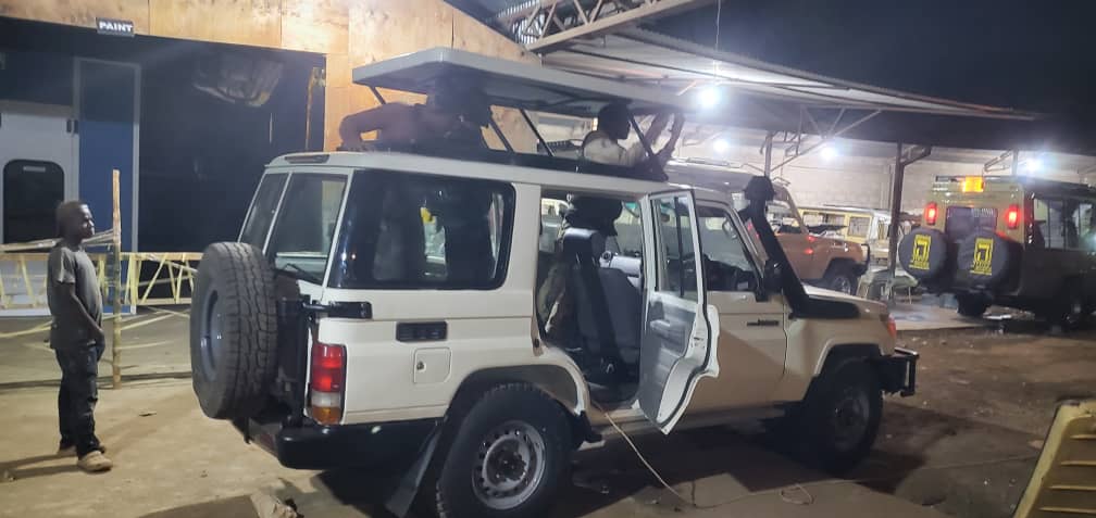 Car (Land cruisers LX) with Open roof in Kenya, East Africa